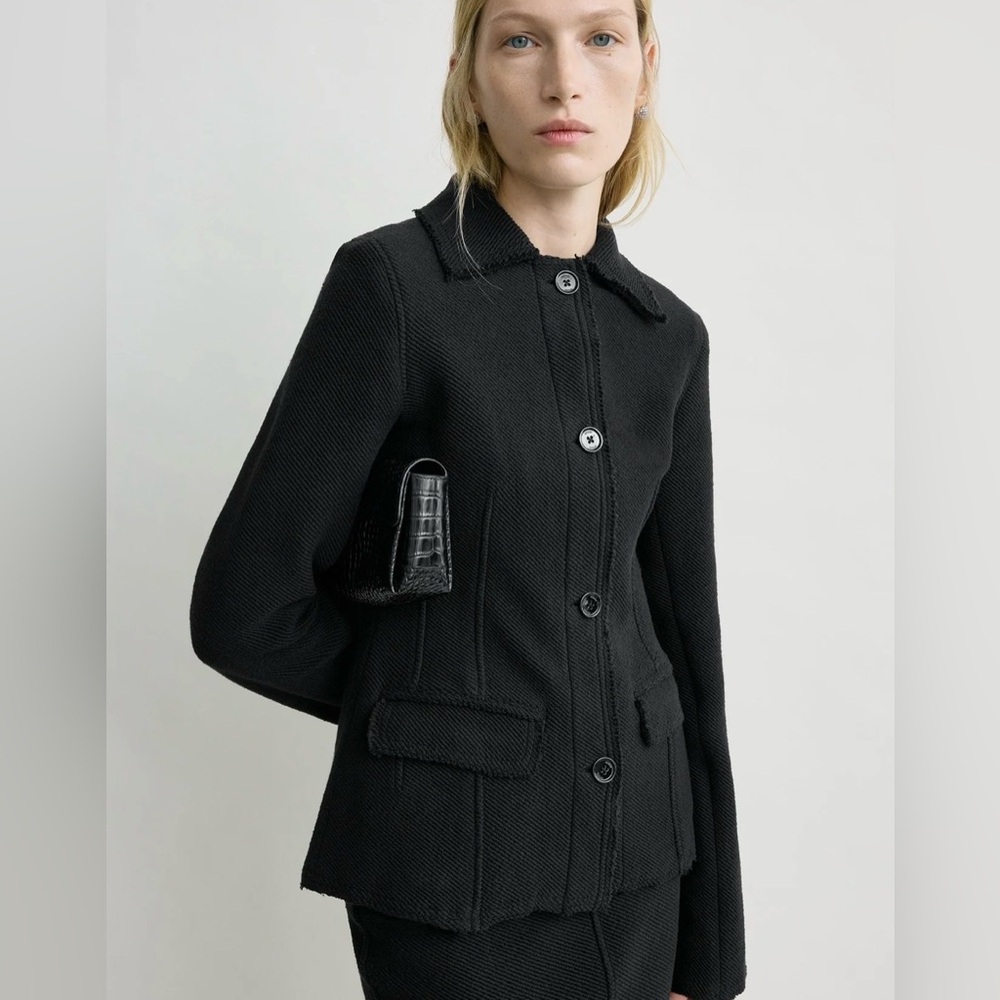Toteme Raw hem cotton jacket black XS